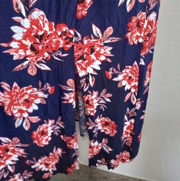 Pacific Vibes Sun Dress XXL Long W/ 2 Leg Slits Floral Spaghetti Strap Stretch - Picture 4 of 14